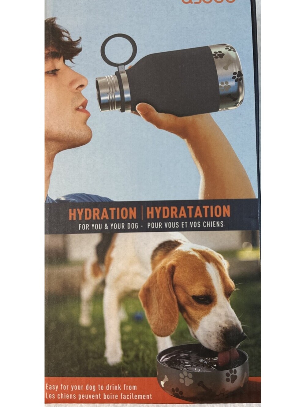 Asobu Water bottle for humans & dogs with detachable dog bowl White New